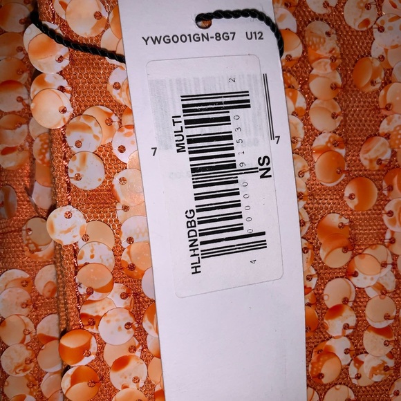 NWT BCBGeneration Orange Sequined Clutch - Picture 4 of 8